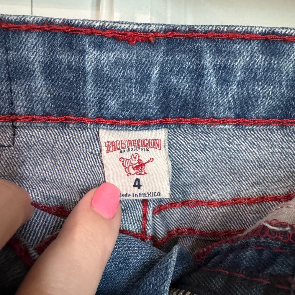 True Religion Girls BIG T SHORT KIDS Bermuda Stretch starry blue Red Size 4 - Picture 4 of 6